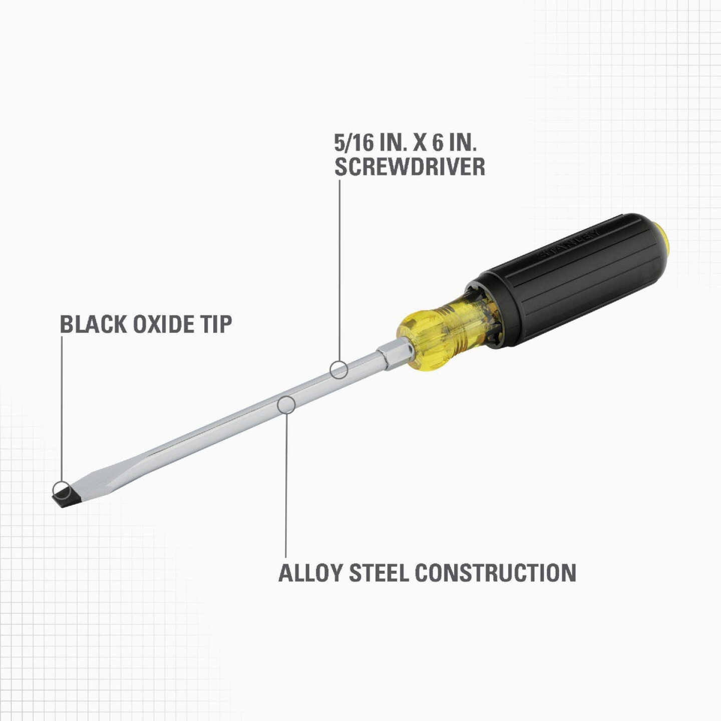 Stanley 5/16 In. x 6 In. Standard Vinyl Grip Slotted Screwdriver Image 2