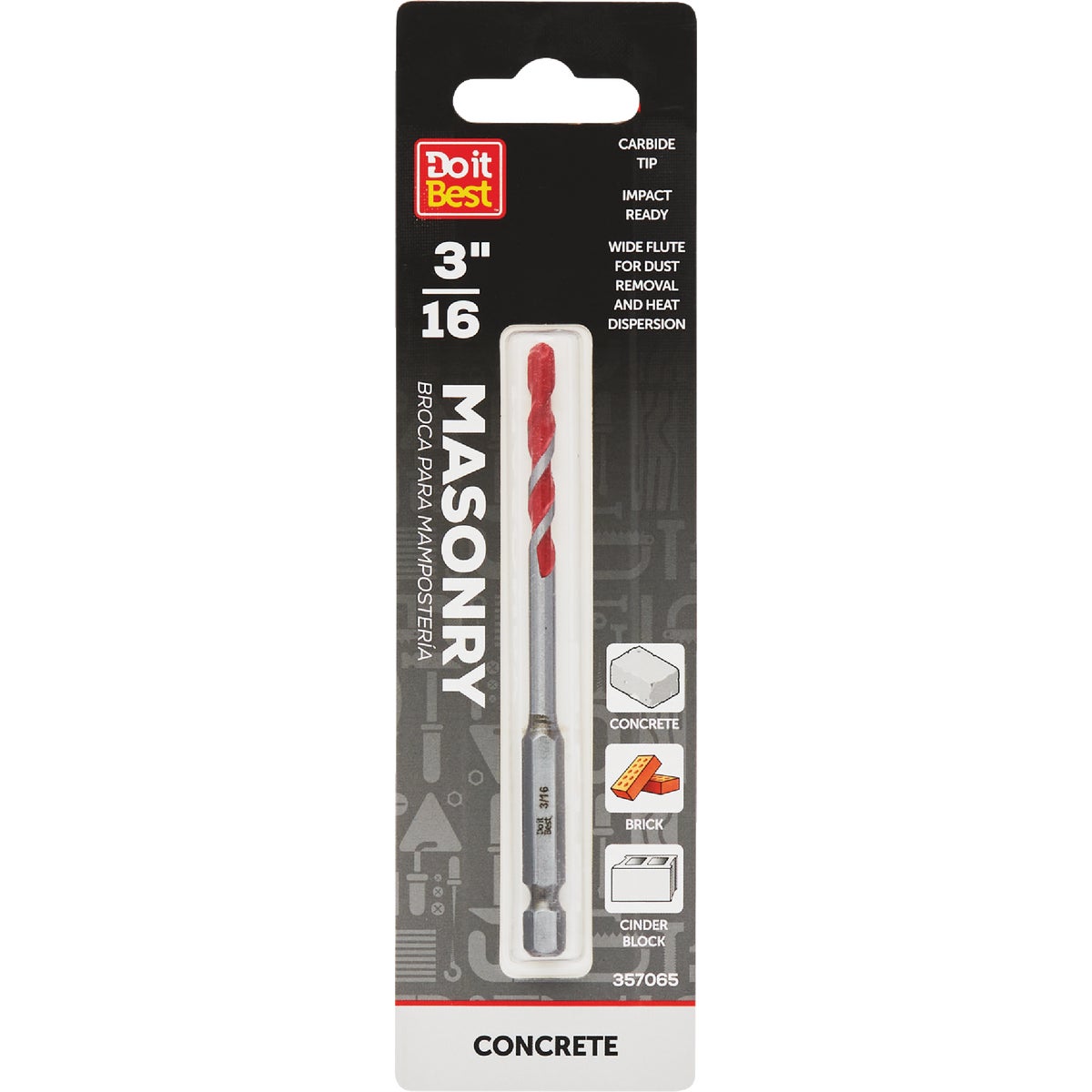 Do it Best 3/16 In. x 4 In. Impact Ready Carbide Masonry Drill Bit