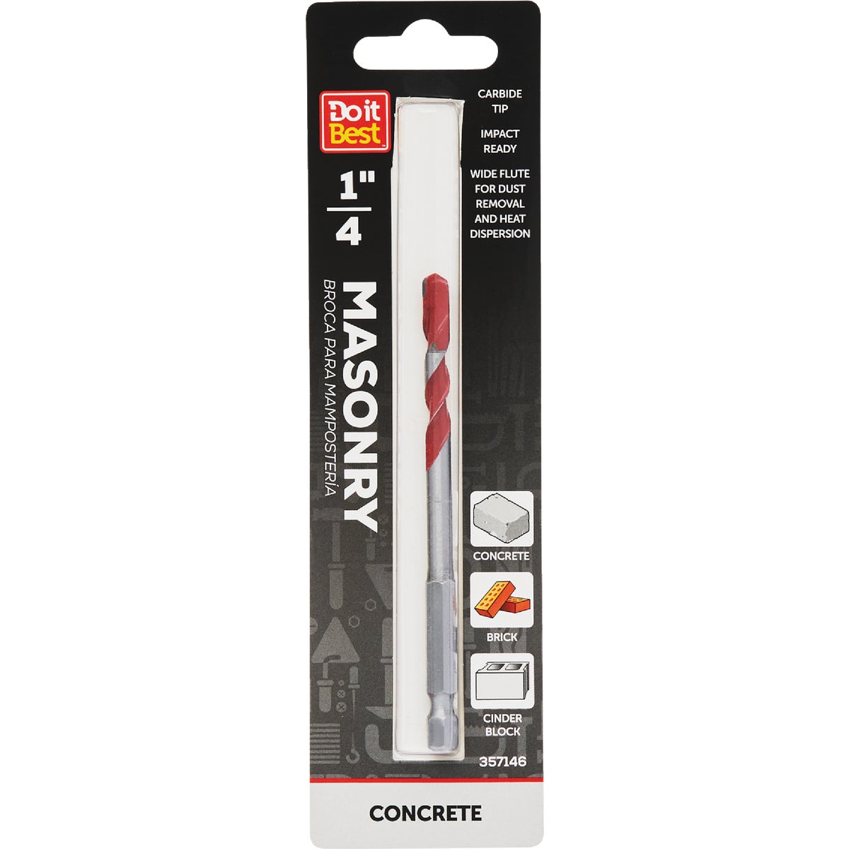Do it Best 1/4 In. x 4 In. Impact Ready Carbide Masonry Drill Bit Image 1