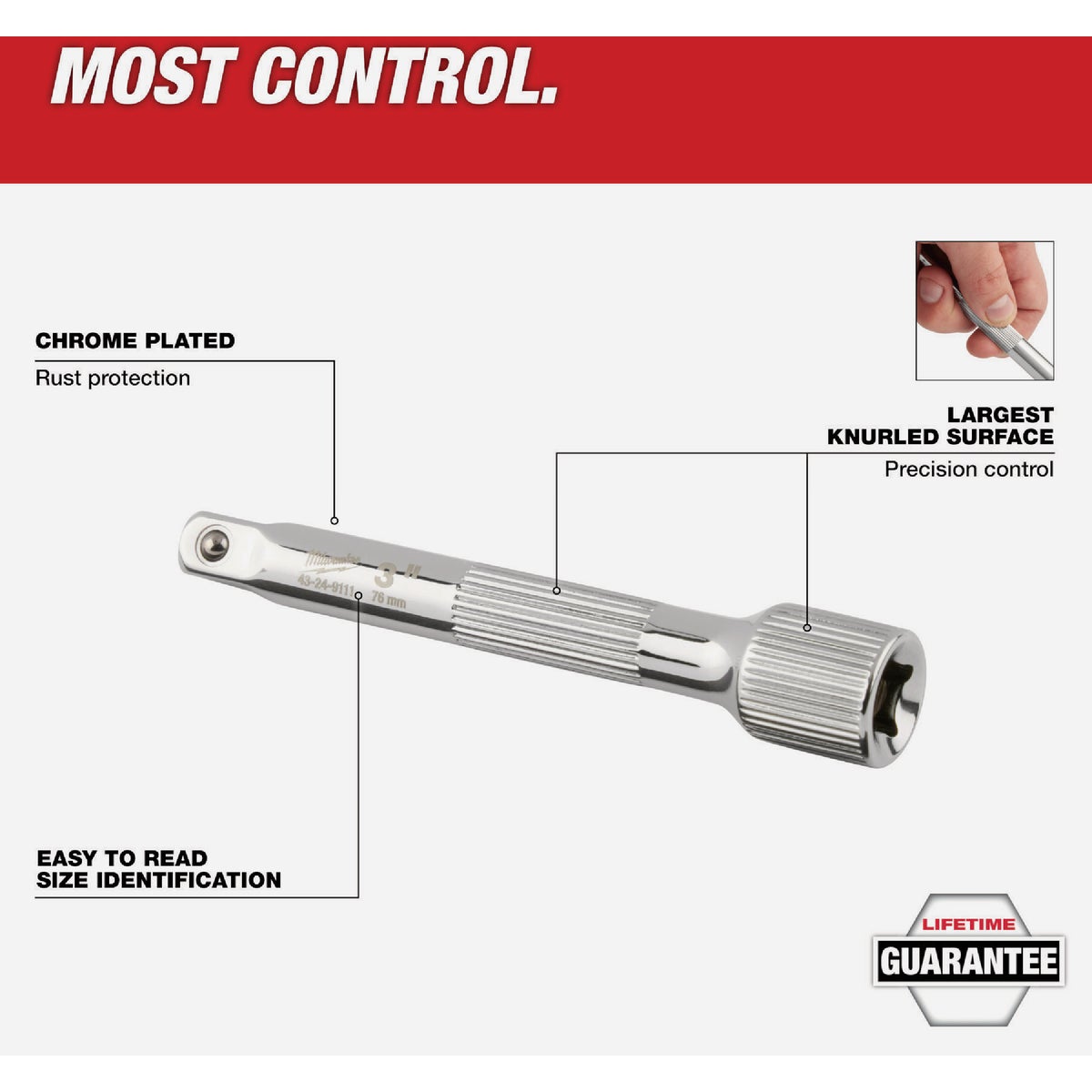 Milwaukee 3/8 In. Drive 3 In. Socket Extension Image 5