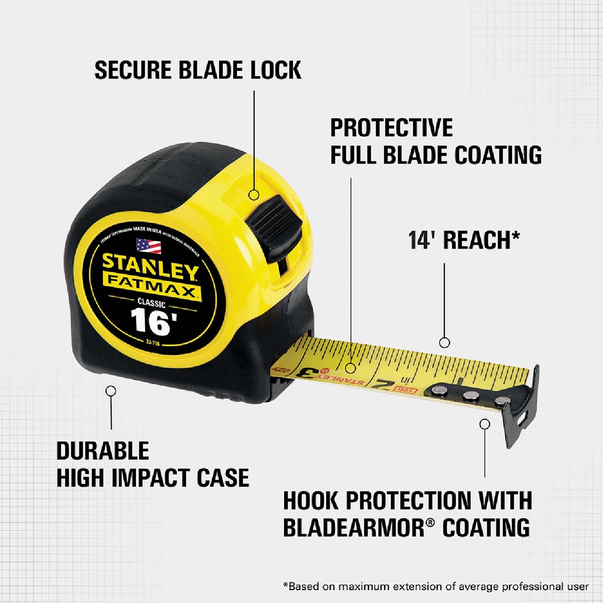 Stanley FatMax 16 Ft. Classic Tape Measure with 11 Ft. Standout Image 2
