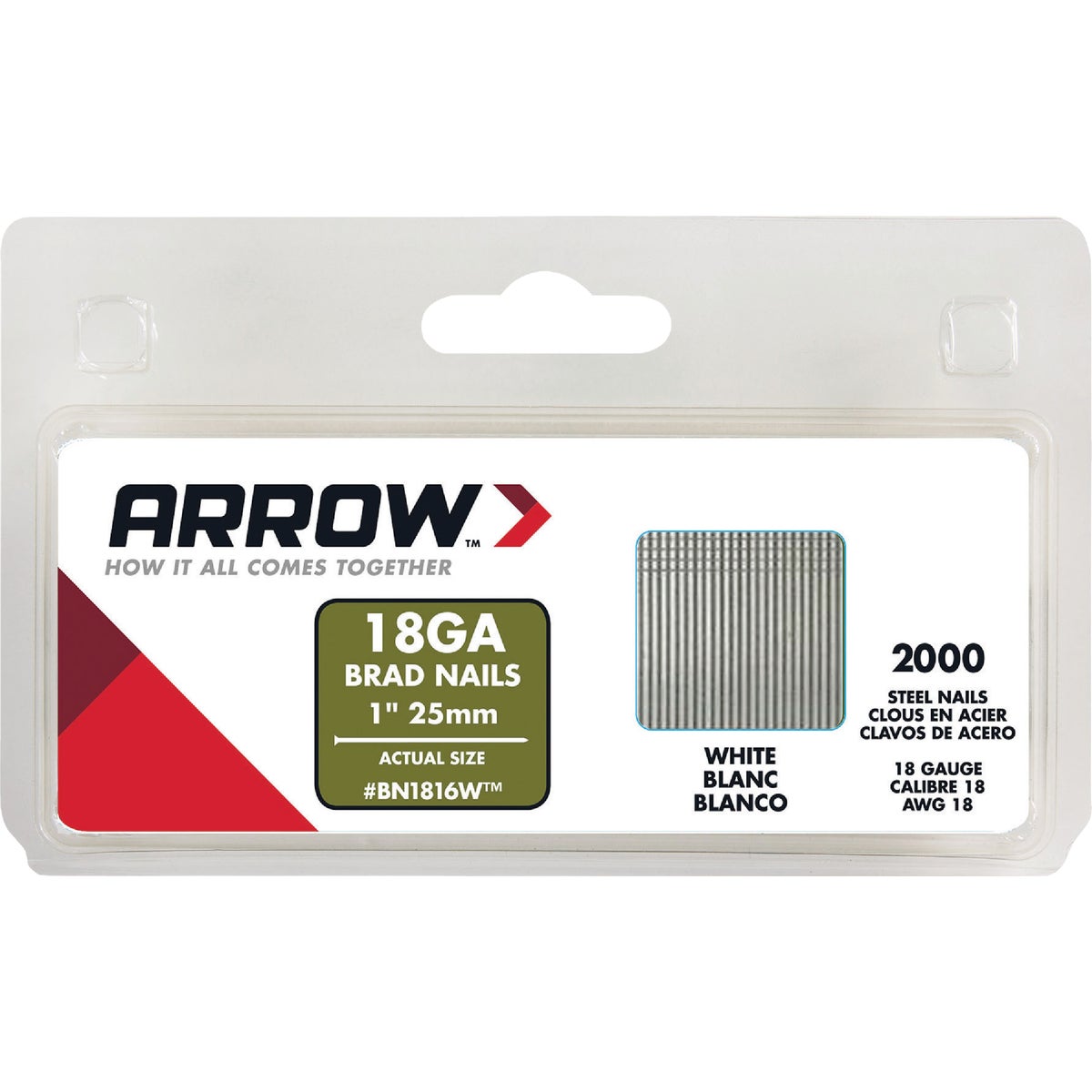 Arrow 18-Gauge Steel Brad Nail, 1 In. (2000-Pack) Image 1