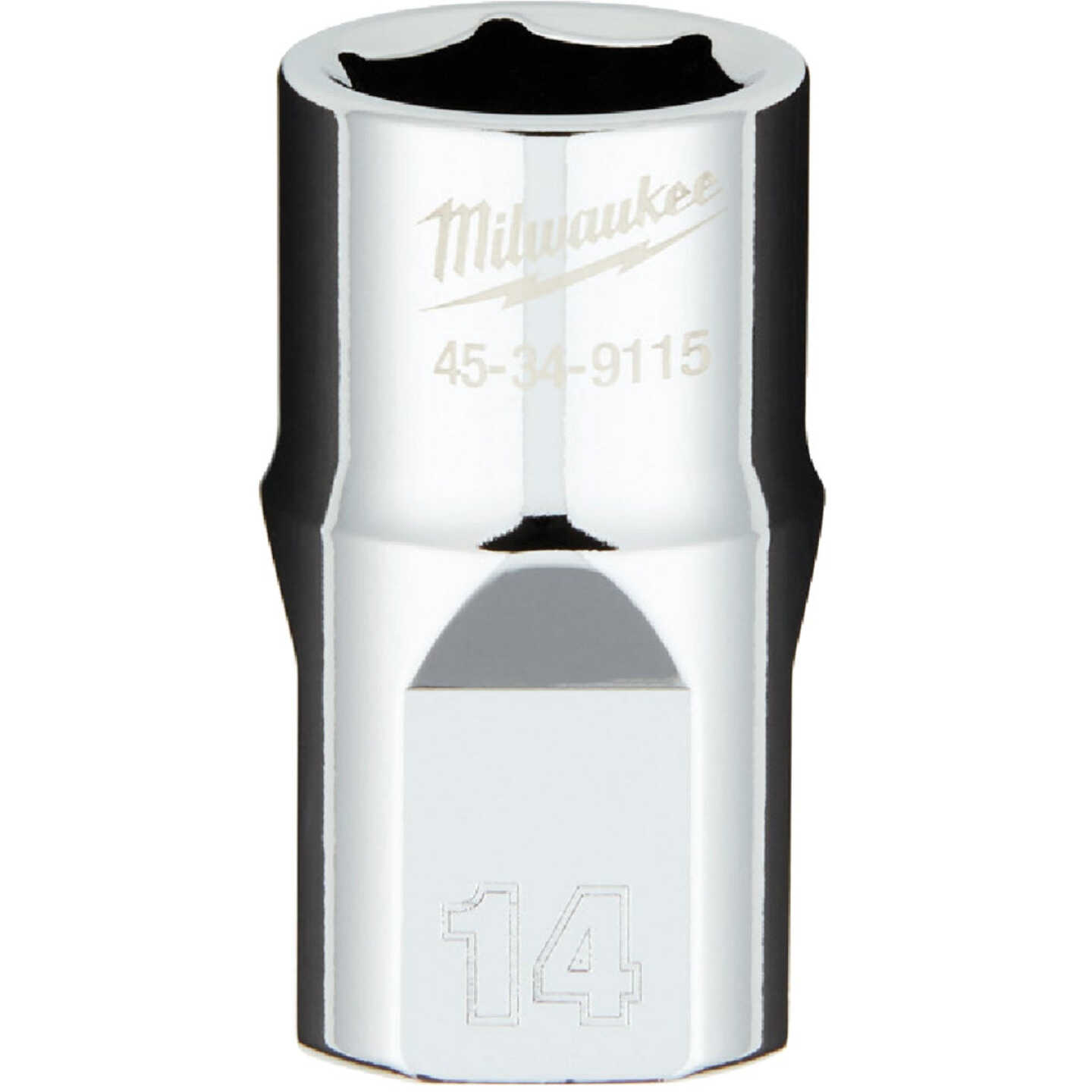 Milwaukee 1/2 In. Drive 14 mm 6-Point Shallow Metric Socket with FOUR FLAT Sides Image 1