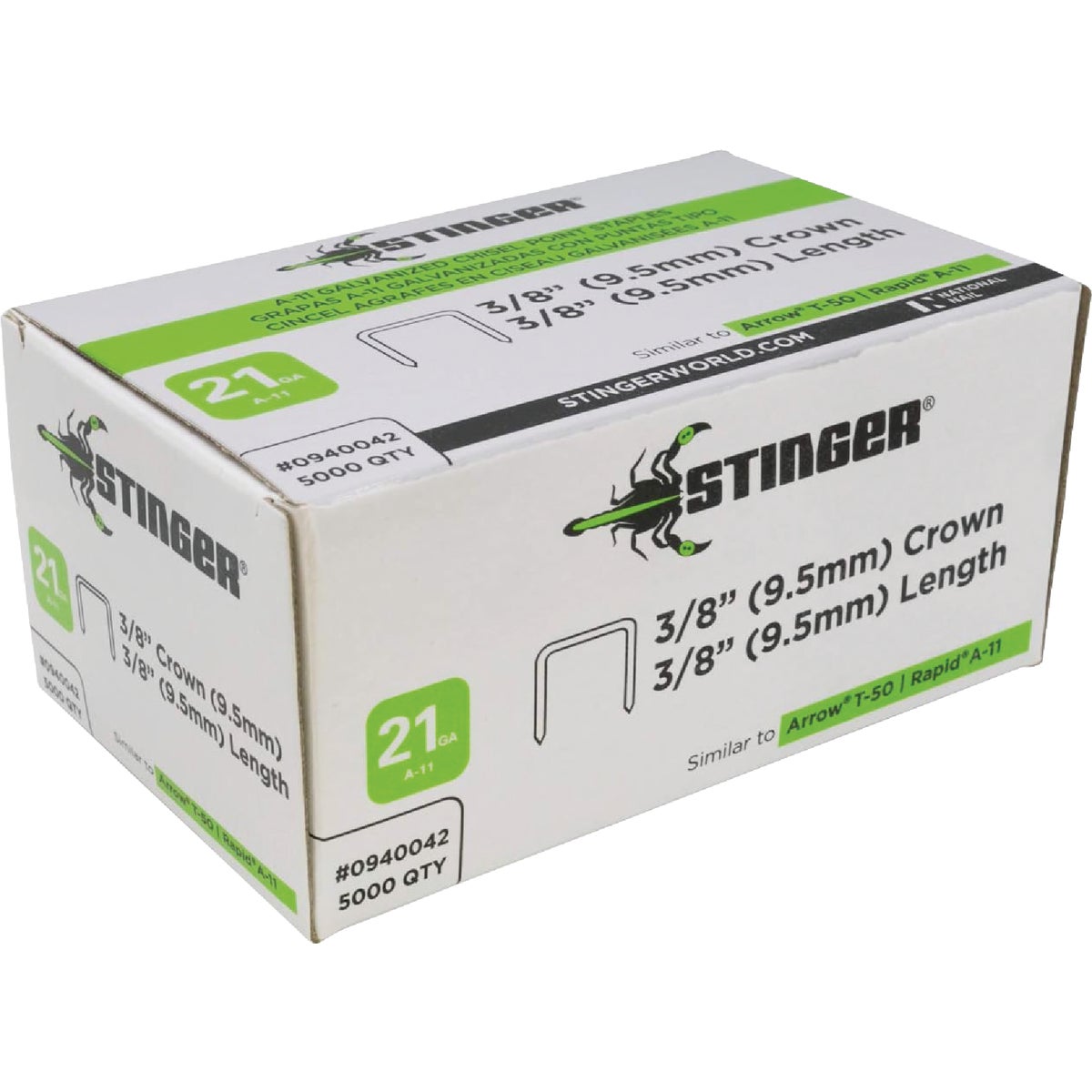 Stinger 3/8 In. A-11 Galvanized Hammer Tacker Staple (5000 Ct.)