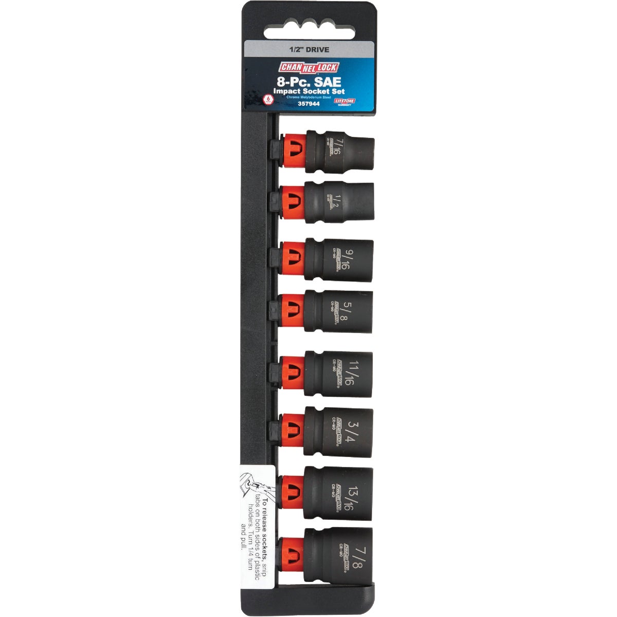 Channellock Standard 1/2 In. Drive 6-Point Shallow Impact Driver Set (8-Piece) Image 4
