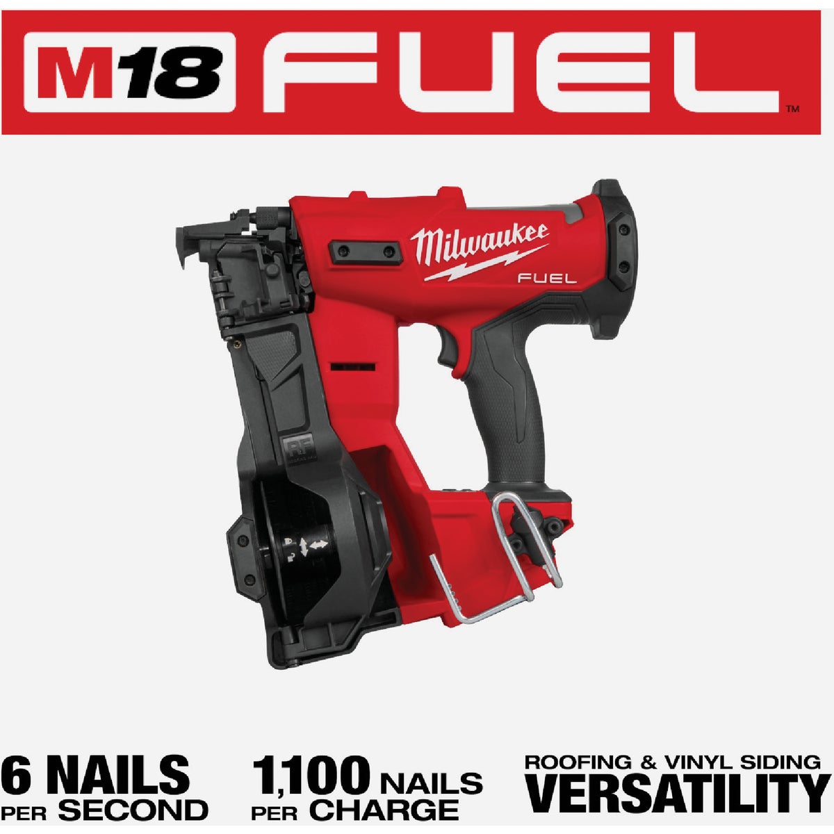 Milwaukee M18 FUEL Brushless Cordless Coil Roofing Nailer (Tool Only) Image 2