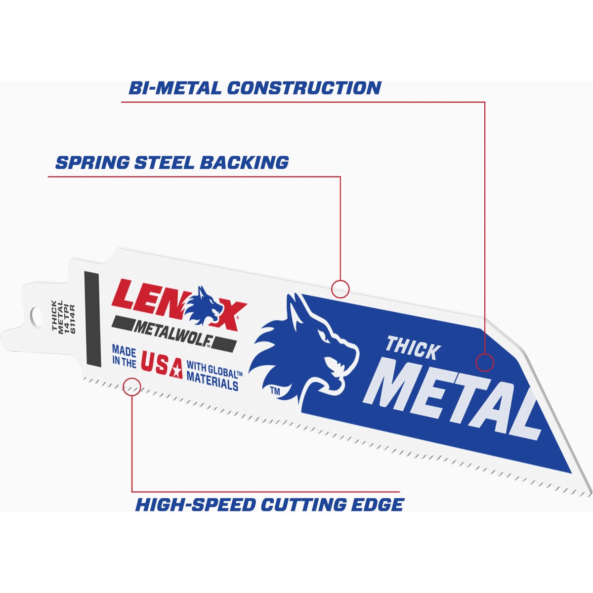 Lenox METALWOLF WAVE EDGE 6 In. 14 TPI Medium Metal Reciprocating Saw Blade (5-Pack) Image 2