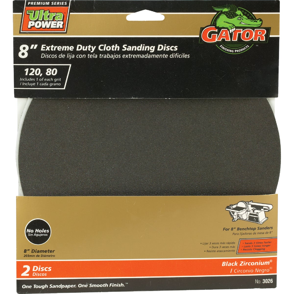 Gator Blade 8 In. 120/80 Grit Stick-On Sanding Disc (2-Pack)