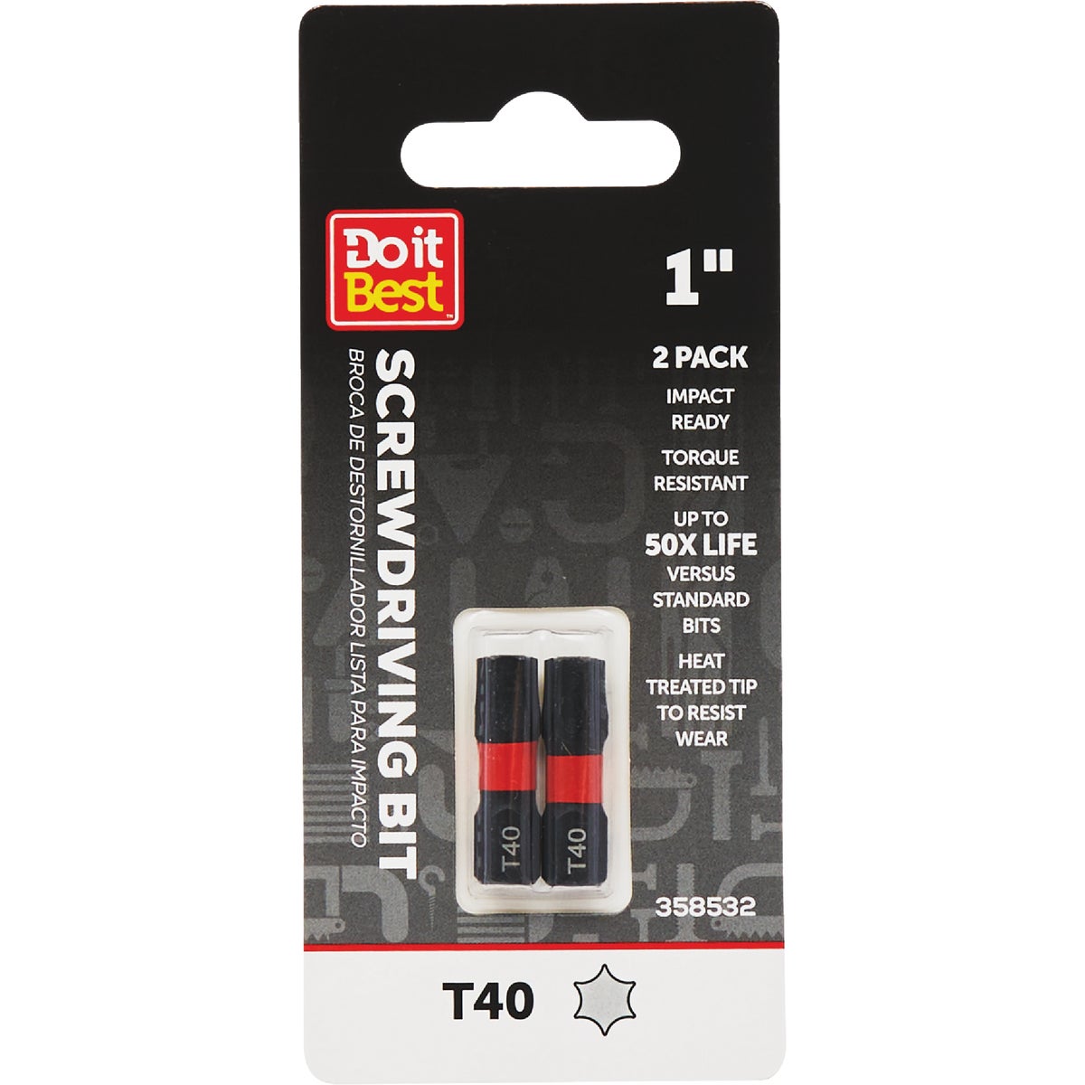 Do it Best 1 In. T40 Torx Impact Ready Screwdriver Bit (2-Pack) Image 1