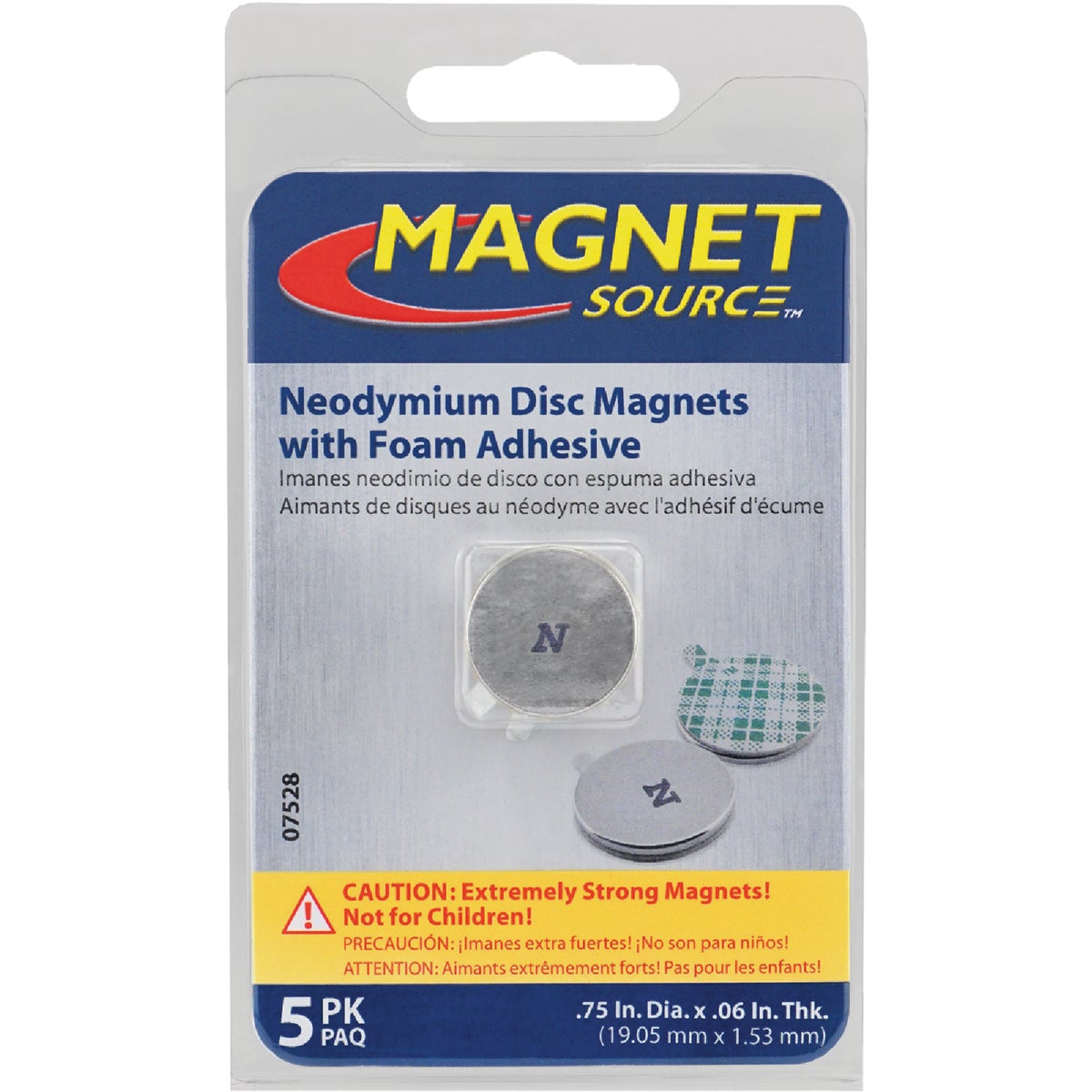 MagnetSource 3.91 Lb. Capacity Neodymium Disc Magnet with Adhesive (5-Pack) Image 4