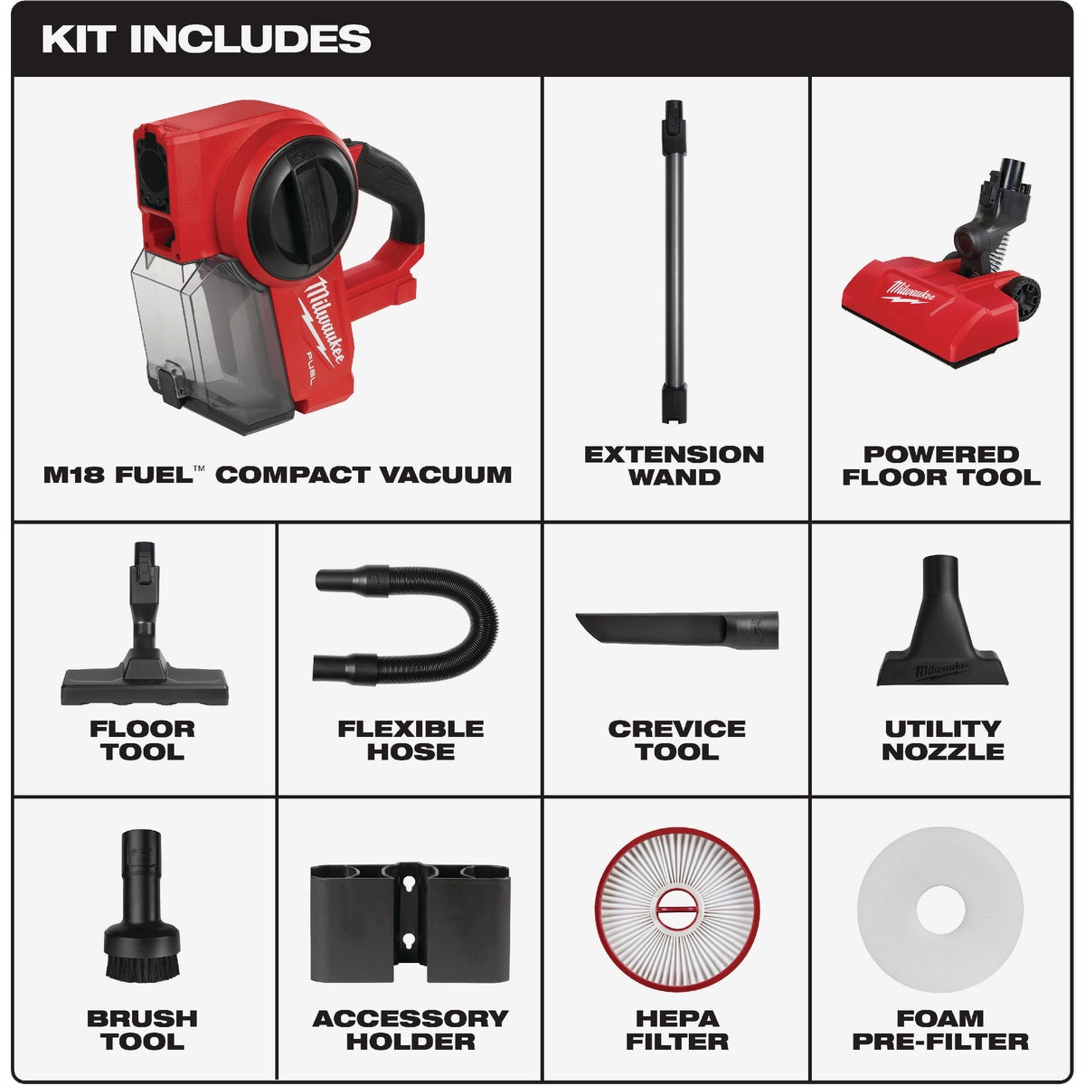 Milwaukee M18 FUEL 18V Lithium-Ion Brushless Cordless Compact Bagless Stick Vacuum Cleaner (Tool Only) Image 3