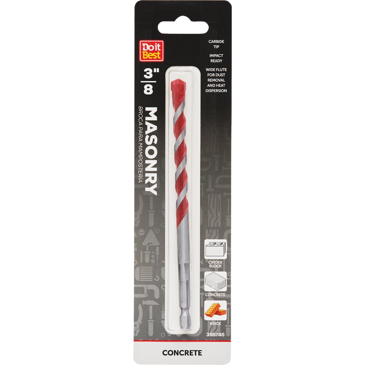 Do it Best 3/8 In. x 6 In. Impact Ready Carbide Masonry Drill Bit