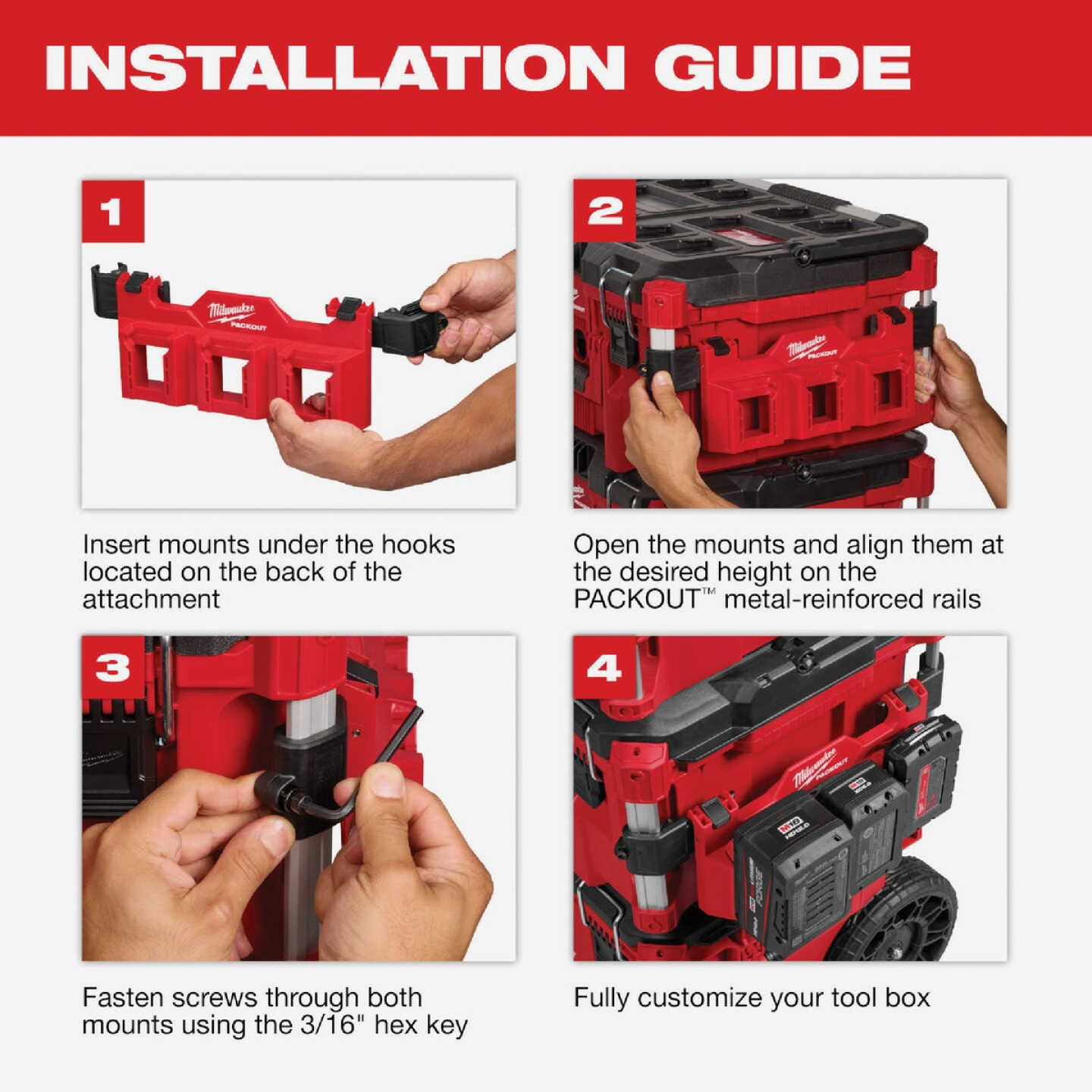 Milwaukee PACKOUT Tool Box 3-Hook Attachment Image 8