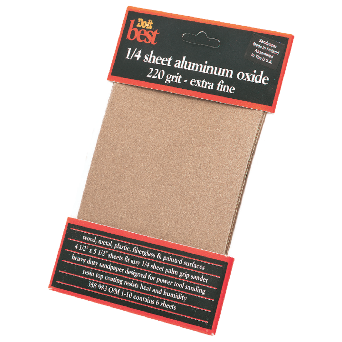 Do it Best 220 Grit 1/4 Sheet Power Sanding Sheet (6-Pack) Image 1