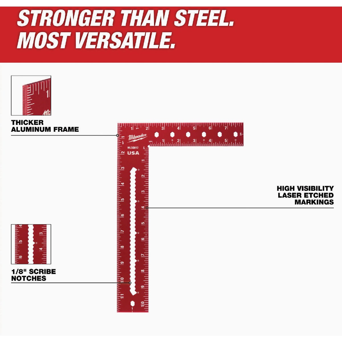 Milwaukee 8 In. x 12 In. Framing Square Image 2