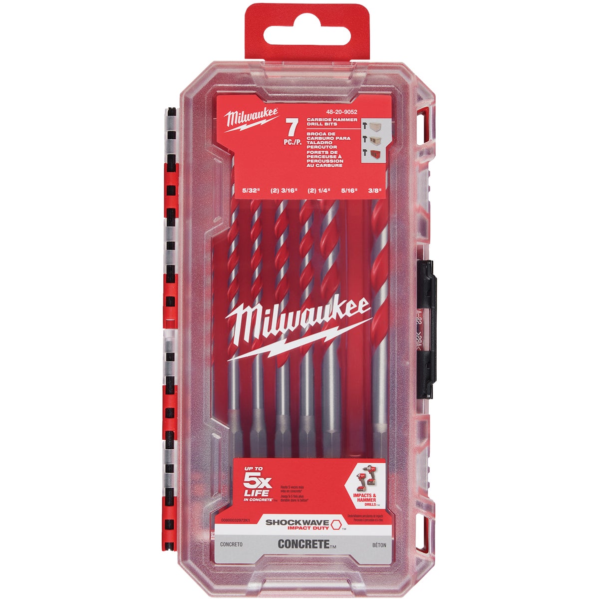 Milwaukee SHOCKWAVE 7-Piece Carbide Masonry Drill Bit Set Image 1