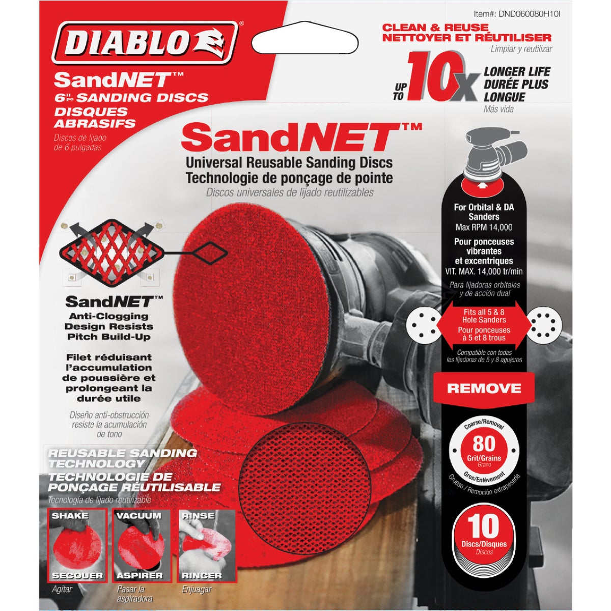 Diablo SandNet 6 In. 80 Grit Sanding Disc with Connection Pad (10-Pack) Image 1