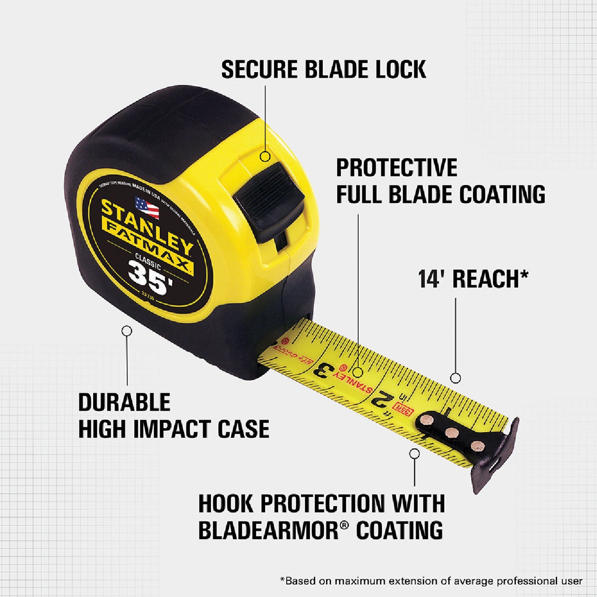 Stanley FatMax 35 Ft. Classic Tape Measure with 11 Ft. Standout Image 2