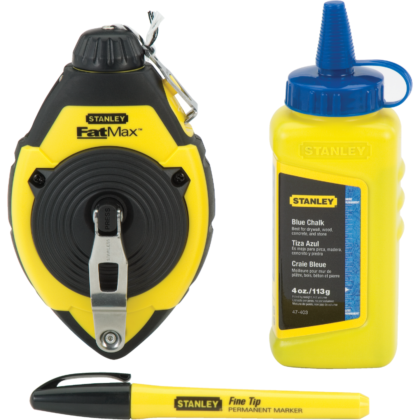 Stanley FatMax 100 Ft. Chalk Line Reel and Chalk with Marker, Blue Image 3