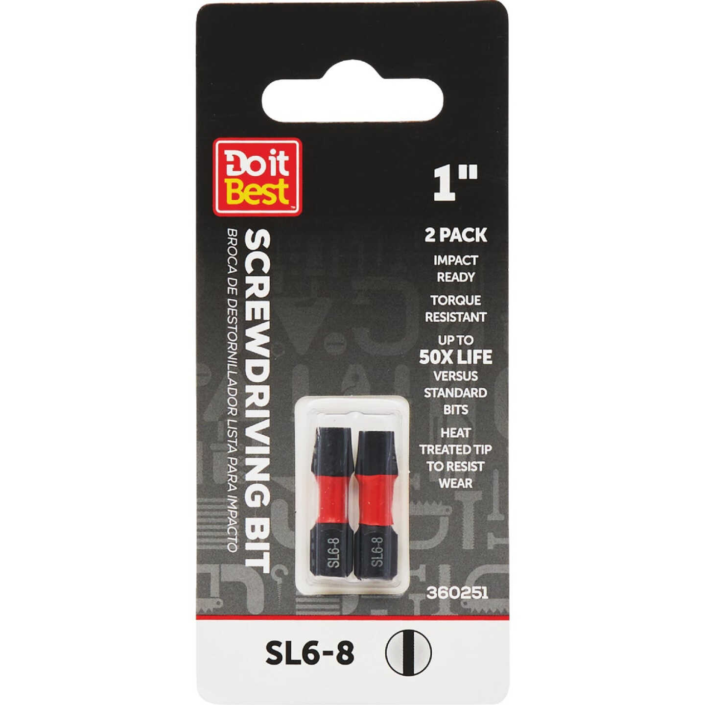 Do it Best 1 In. Slotted #6-8 Impact Ready Screwdriver Bit (2-Pack) Image 1
