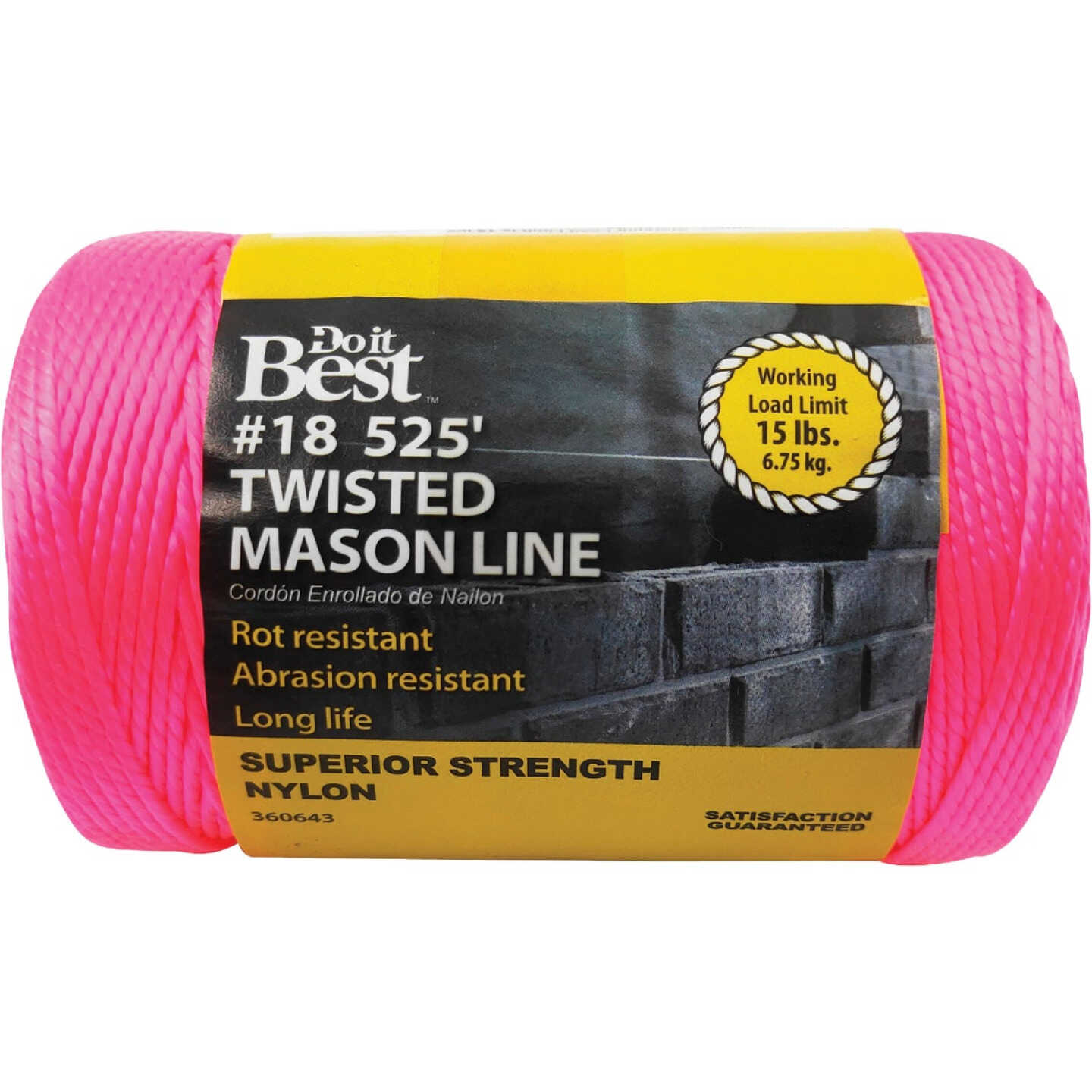 Do it Best 525 Ft. Fluorescent Pink Twisted Nylon Mason Line Image 1
