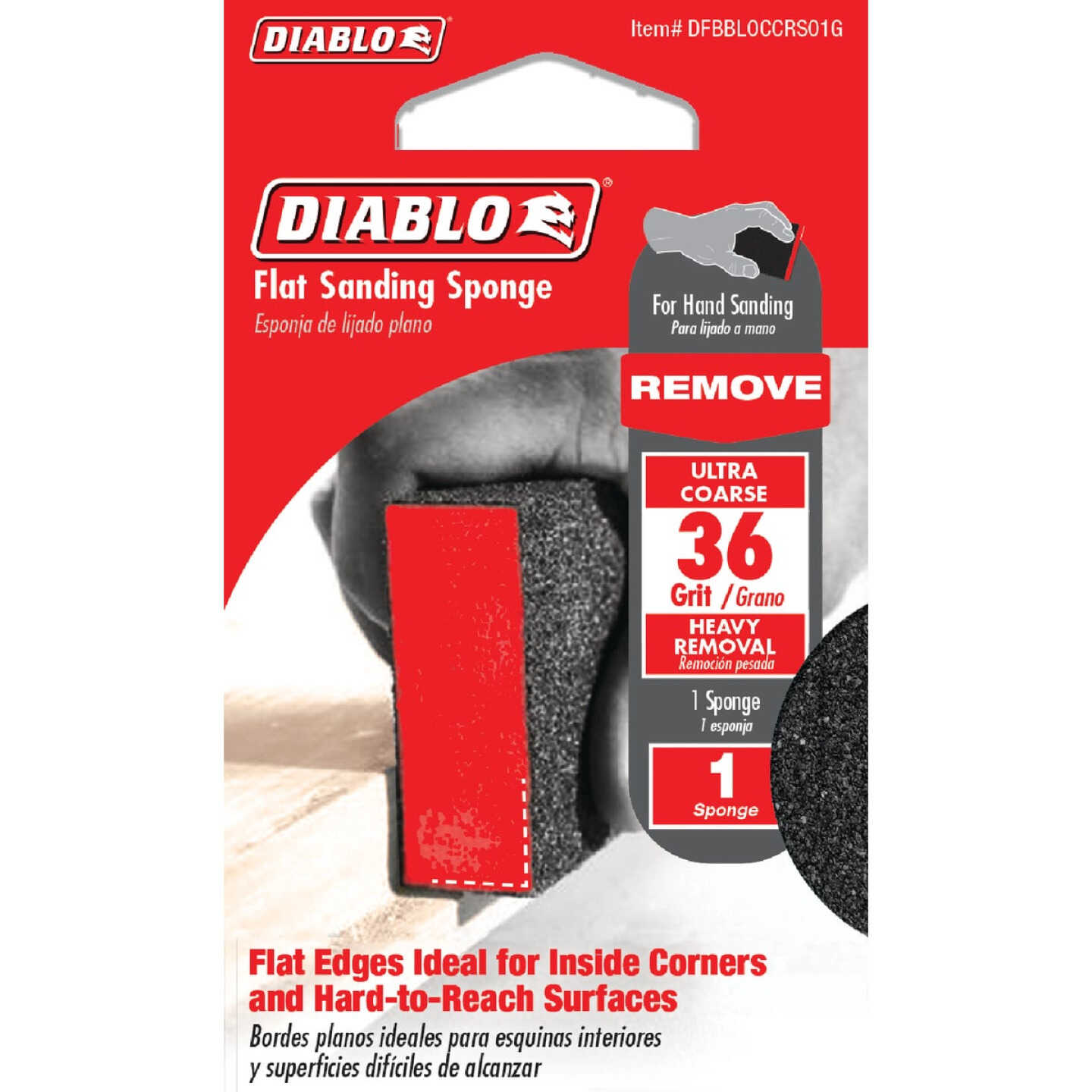 Diablo 2-1/2 In. x 4 In. x 1 In. 36 Grit (Ultra Coarse) Flat Edge Sanding Sponge Image 2