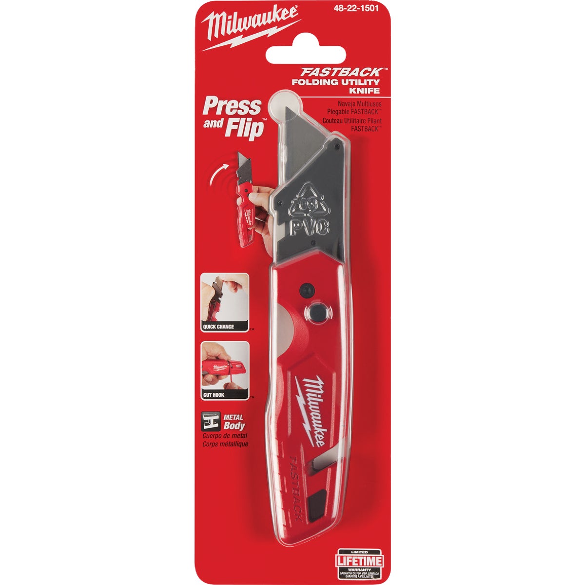 Milwaukee FASTBACK Fixed Folding Steel Utility Knife Image 4