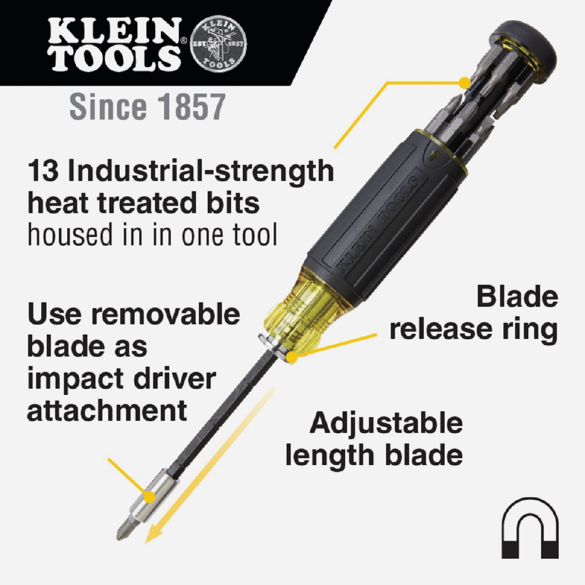 Klein 14-in-1 Adjustable Length Multi-Bit Screwdriver Image 3