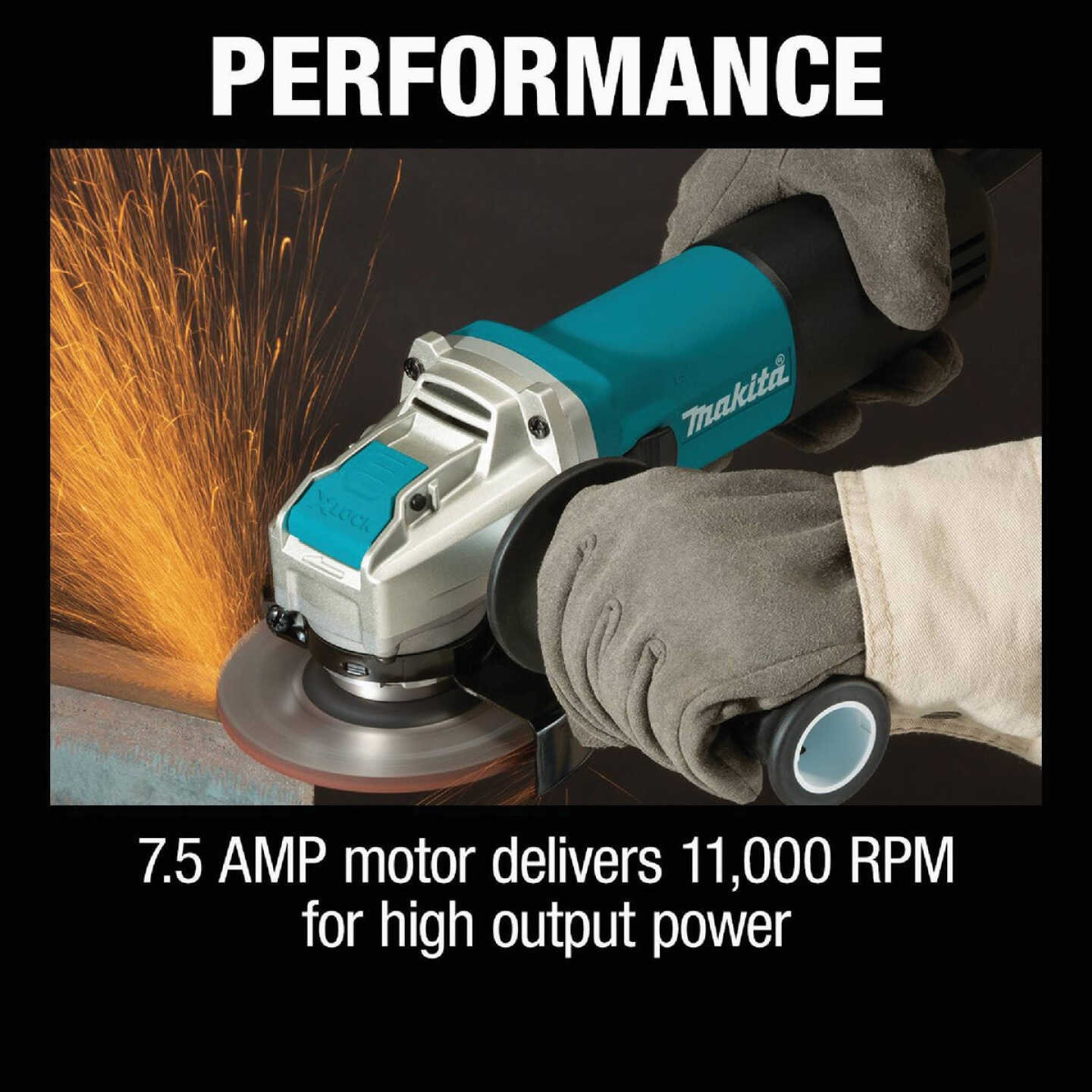 Makita 4-1/2 In. 7.5-Amp X-LOCK Angle Grinder with Lock On Image 4