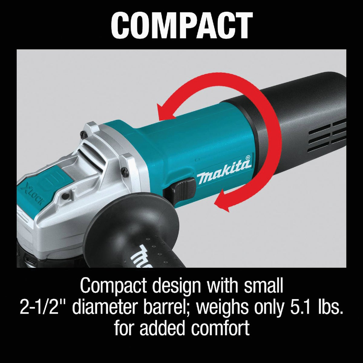 Makita 4-1/2 In. 7.5-Amp X-LOCK Angle Grinder with Lock On Image 7