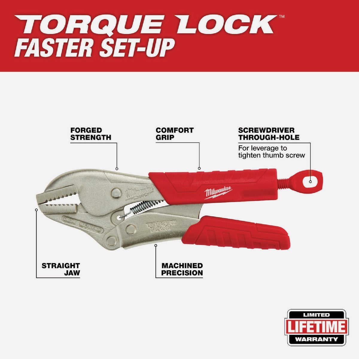 Milwaukee Torque 7 In. Straight Jaw Grip Locking Pliers Image 2