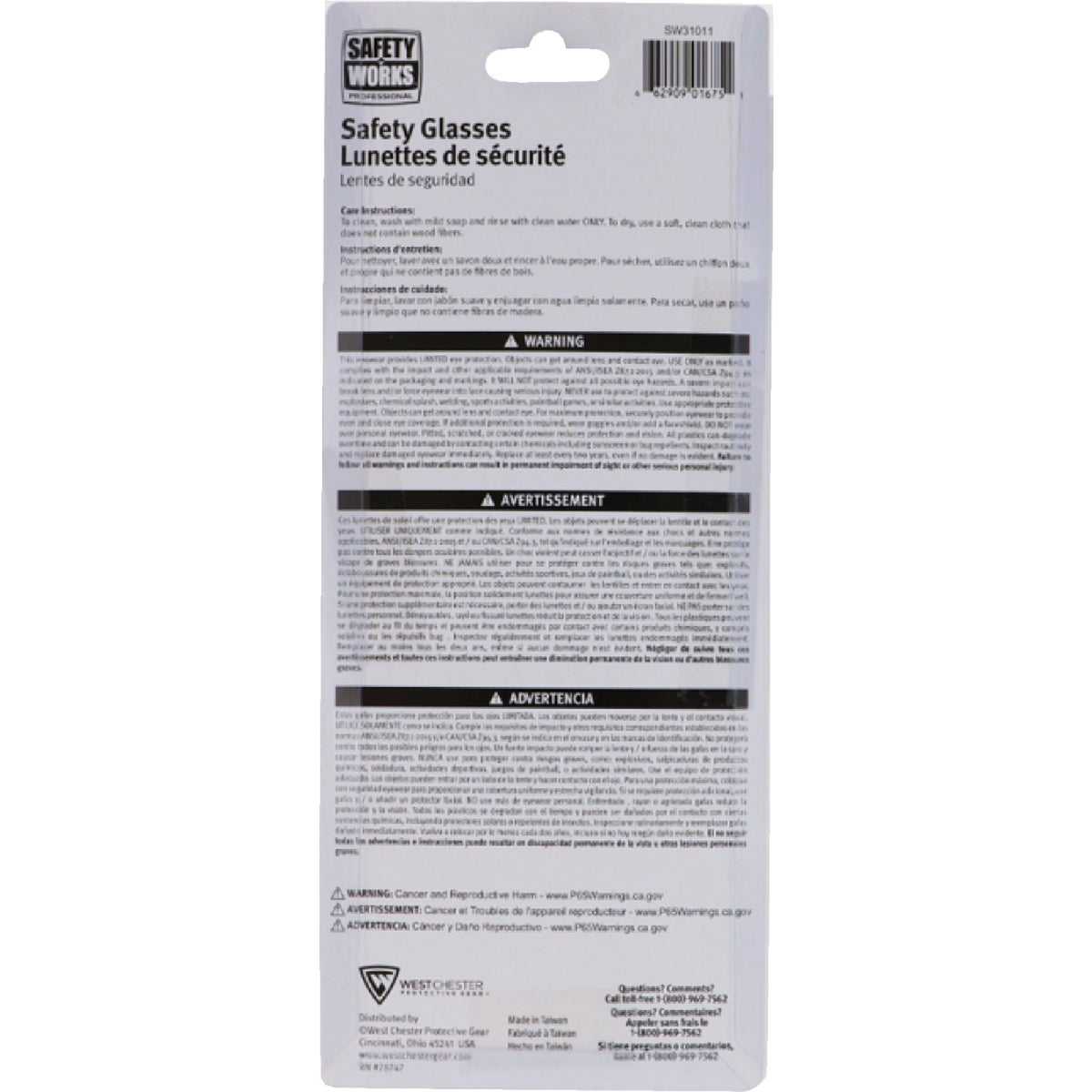 Safety Works 2.0 Diopter Magnifying Clear Frame Safety Glasses with Clear Anti-Scratch Lenses Image 2