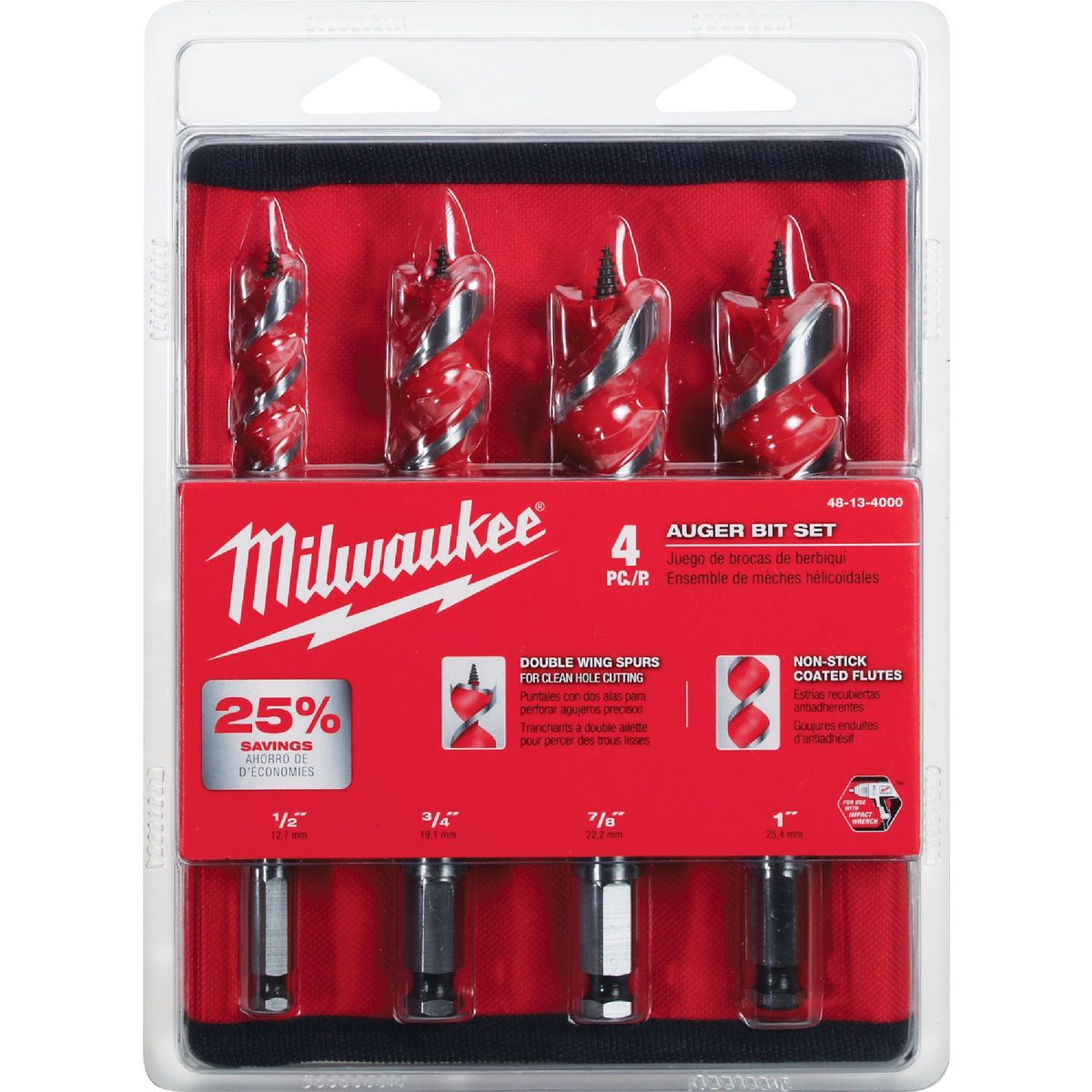 Milwaukee 4-Piece Auger Bit Set Image 1