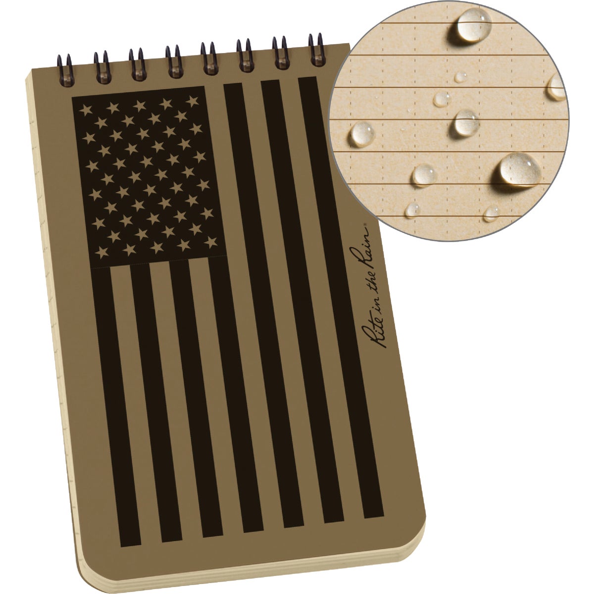 Rite in the Rain 3 In. x 5 In. 50-Sheet Top Spiral Tan Flag Notebook