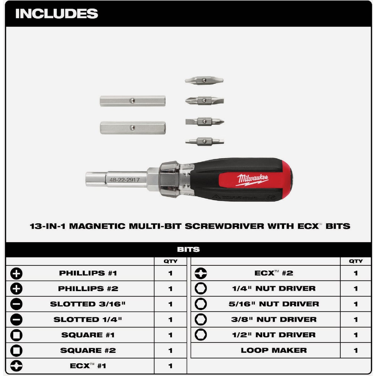 Milwaukee 13-In-1 Magnetic Multi-Bit Screwdriver Image 2