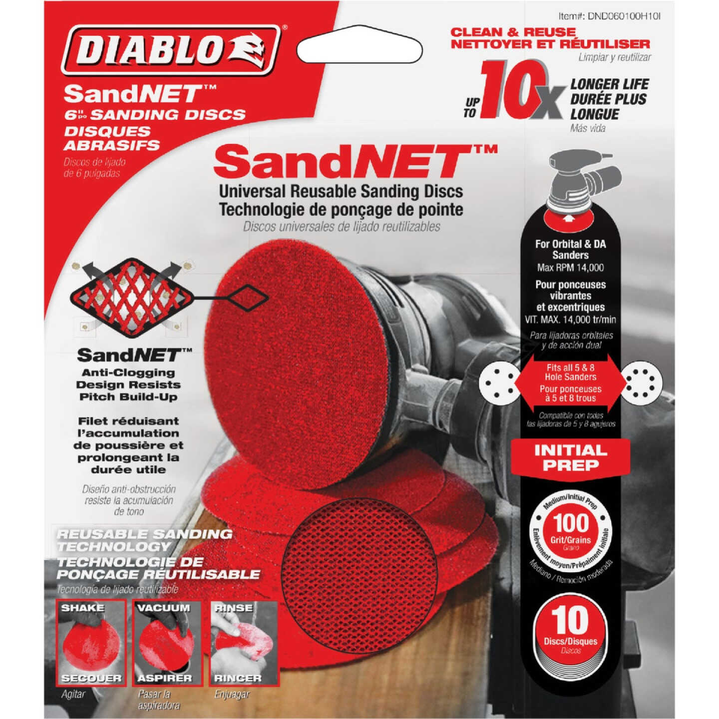 Diablo SandNet 6 In. 100 Grit Sanding Disc with Connection Pad (10-Pack) Image 1