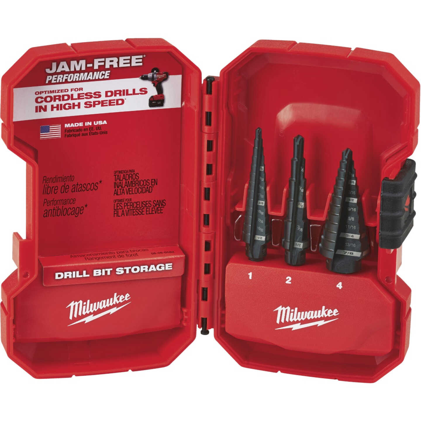 Milwaukee 3-Piece Black Oxide Step Drill Bit Set, #1 #2 #4 Image 1