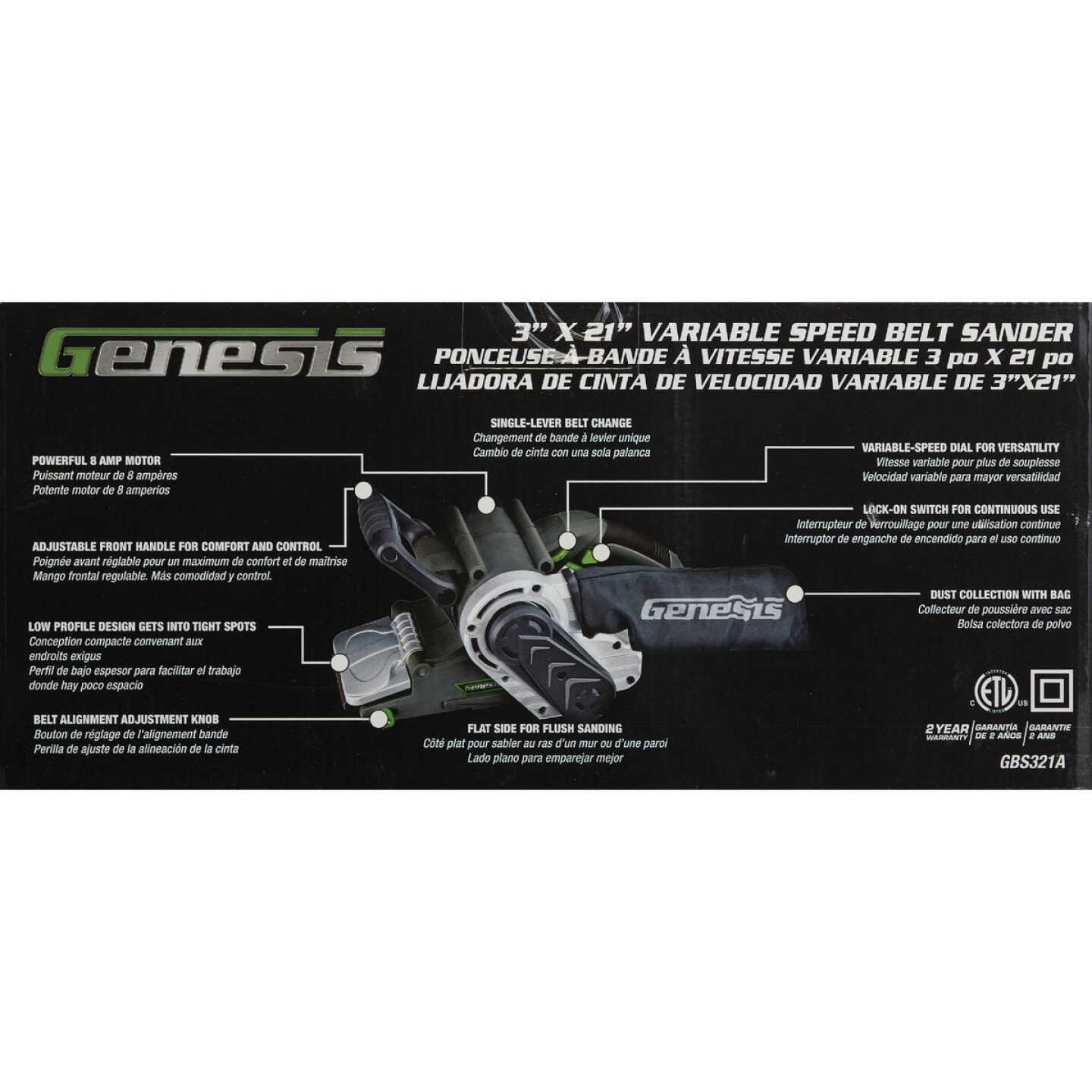 Genesis 3 In. x 21 In. Belt Sander Image 4