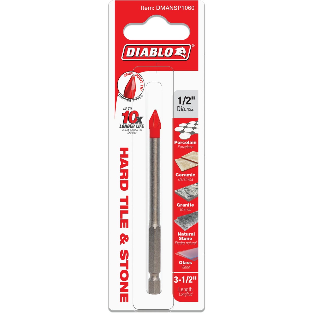 Diablo 1/2 In. x 3-1/2 In. Carbide Tipped Glass, Tile & Stone Drill Bit Image 2