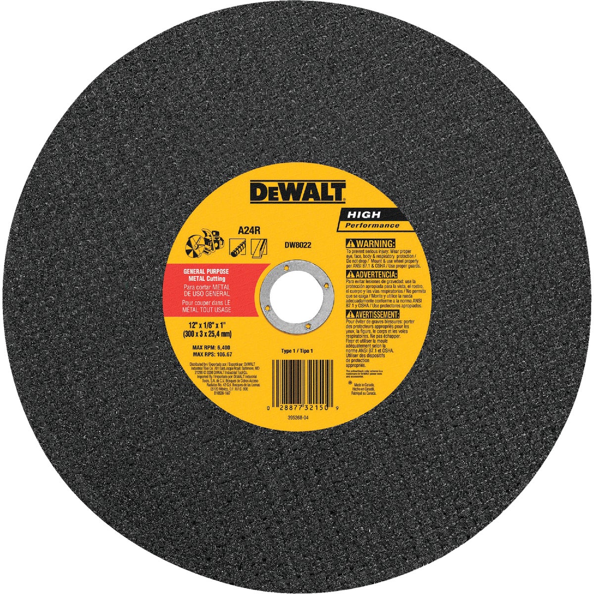 DEWALT HP Type 1 14 In. x 1/8 In. x 1 In. Metal Cut-Off Wheel Image 1