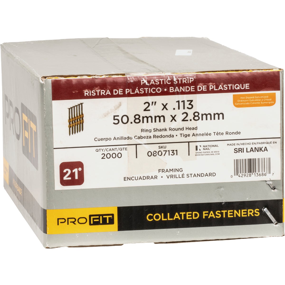 Pro-Fit 2 In. x 0.113 In. 21 Degree Plastic Strip Ring Shank Round Head Hot Dipped Galvanized Framing Stick Nails (2000 Ct.) Image 2