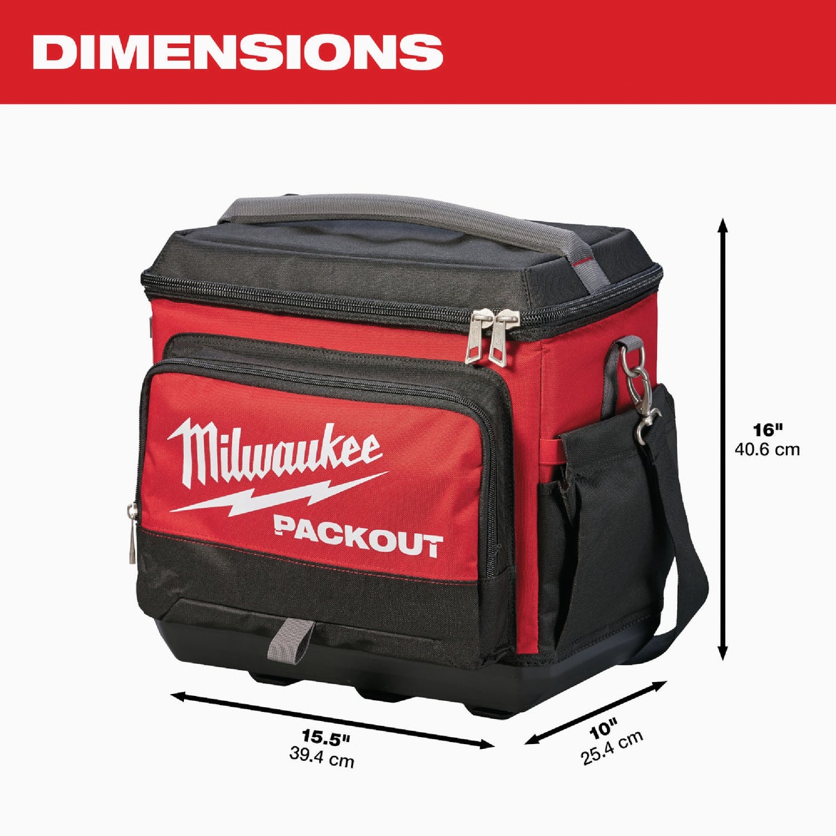 Milwaukee PACKOUT 5-Compartment Soft-Side Cooler, Black & Red Image 3