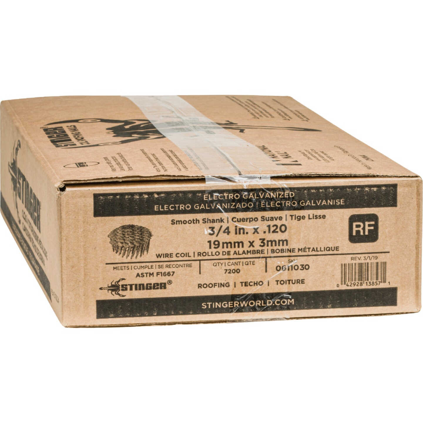 Stinger 3/4 In. x 0.120 In. 15 Degree Wire Weld Electro Galvanized Coil Roofing Nail (7200 Ct.) Image 2