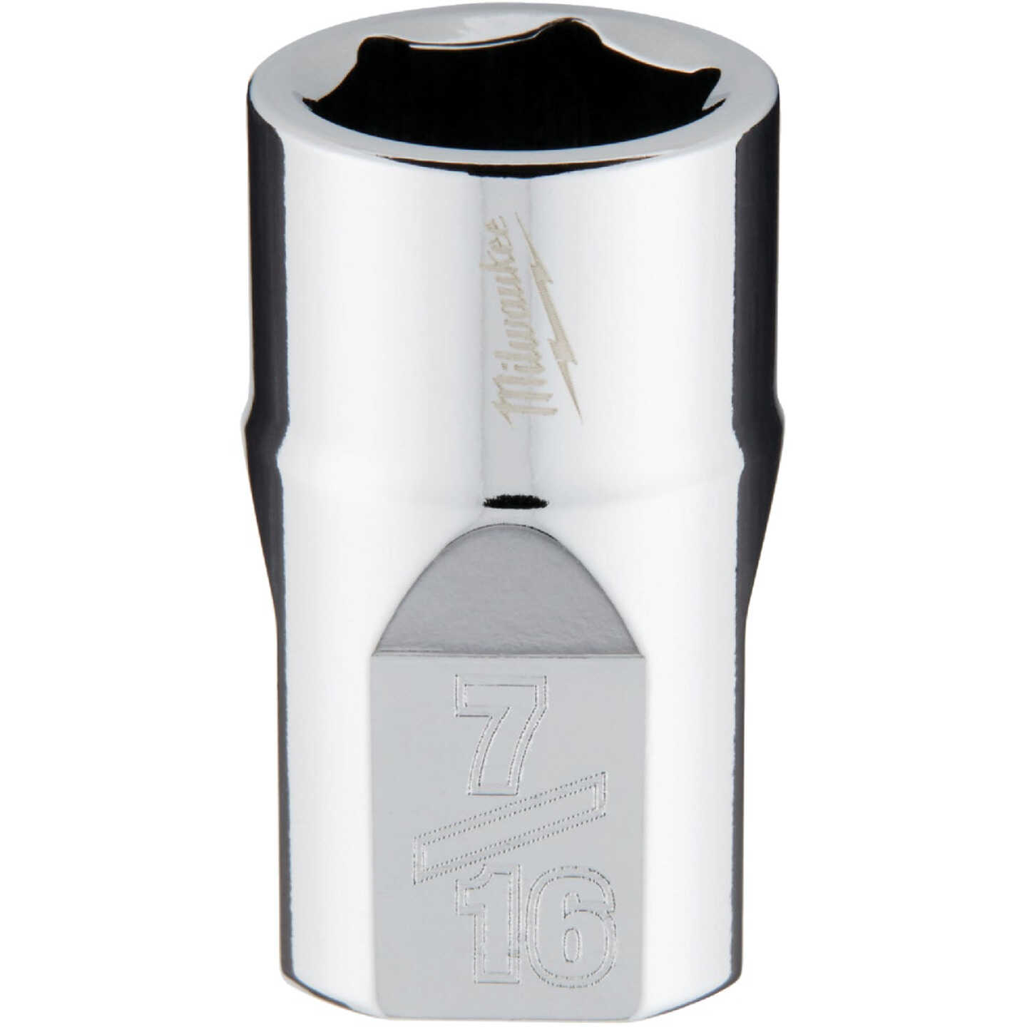 Milwaukee 3/8 In. Drive 7/16 In. 6-Point Shallow Standard Socket with FOUR FLAT Sides Image 1