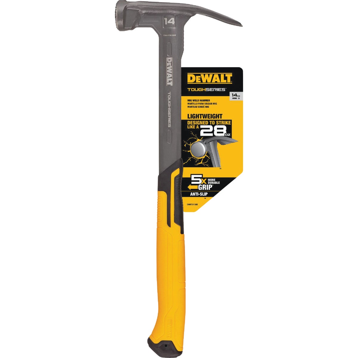 DEWALT 14 Oz. Milled-Face MIG Weld Framing Hammer with Steel Handle Image 3