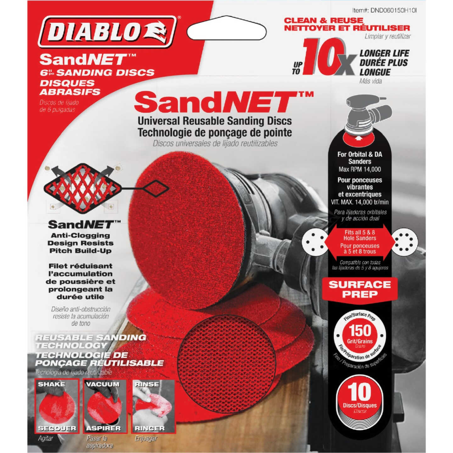 Diablo SandNet 6 In. 150 Grit Sanding Disc with Connection Pad (10-Pack) Image 1