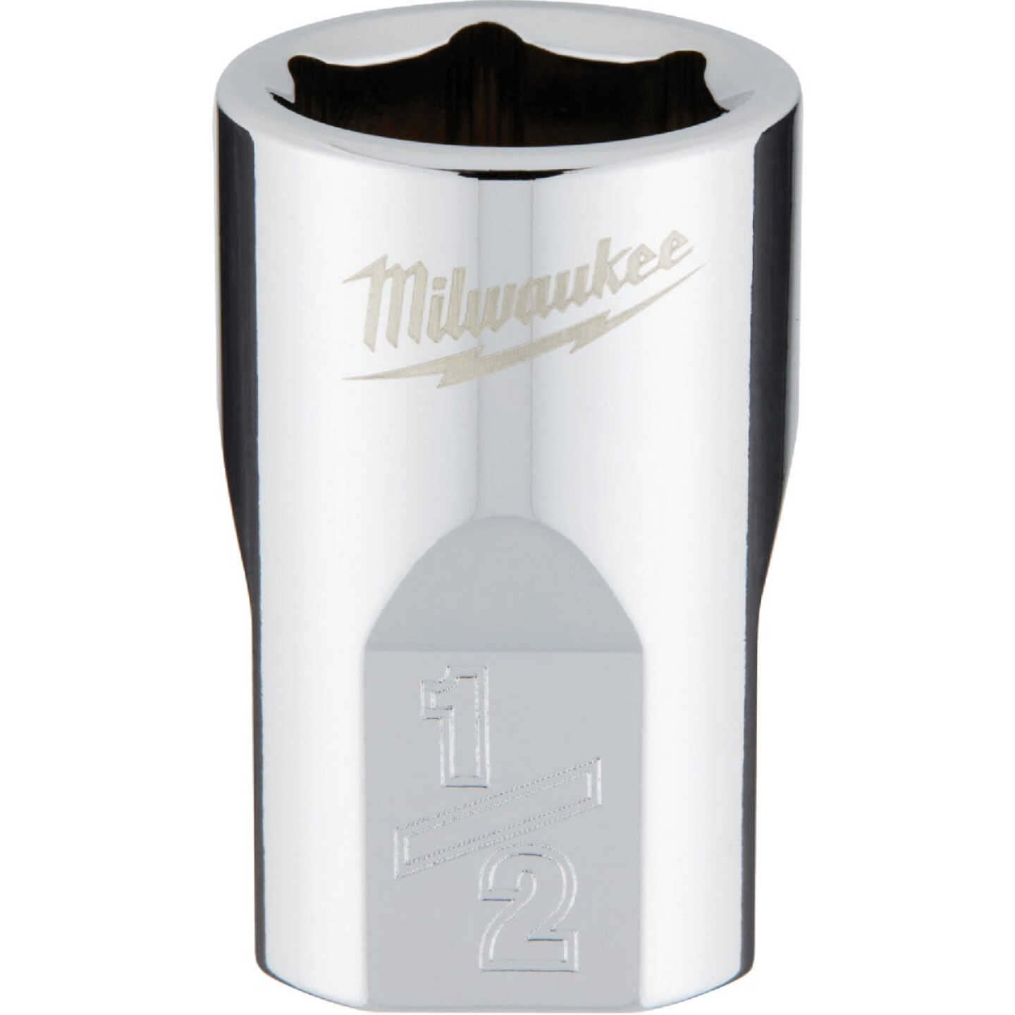 Milwaukee 3/8 In. Drive 1/2 In. 6-Point Shallow Standard Socket with FOUR FLAT Sides Image 1
