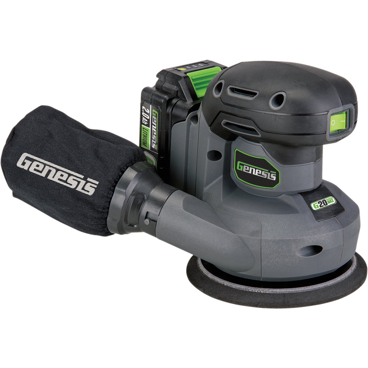 Genesis 20V 5 In. Cordless Random Orbit Sander Kit with 2.0 Ah Battery & Charger