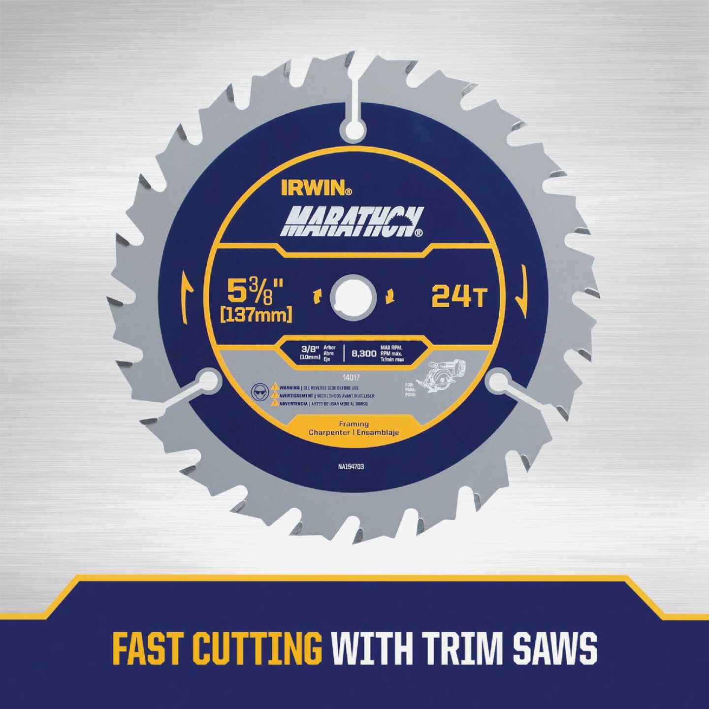 Irwin Marathon 5-3/8 In. 24-Tooth Framing/Ripping Circular Saw Blade Image 3