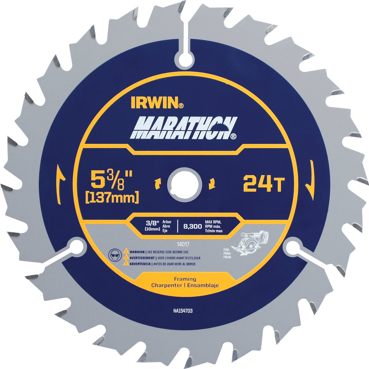 Irwin Marathon 5-3/8 In. 24-Tooth Framing/Ripping Circular Saw Blade Image 1